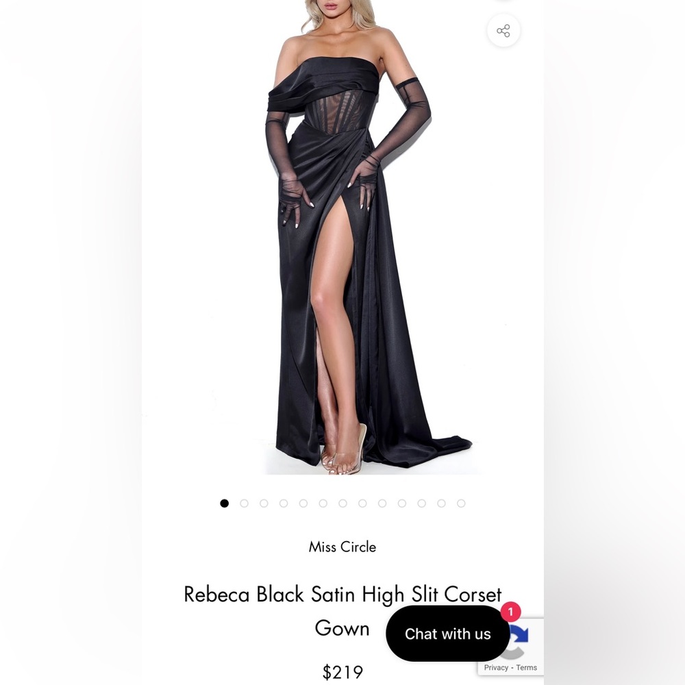 Rebeca Black Satin High Slit Corset Gown